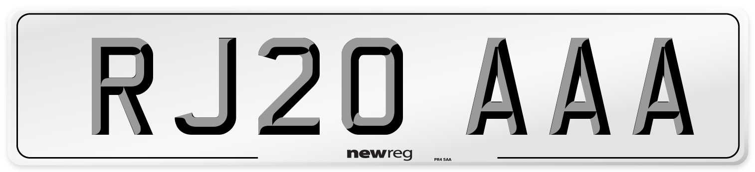 RJ20 AAA Number Plate from New Reg